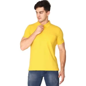Classic Polo Collar Yellow Cotton T-Shirt for Men – Half Sleeve