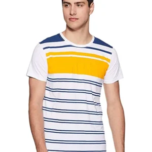 Regular Fit Striped Cotton Tshirt for Men
