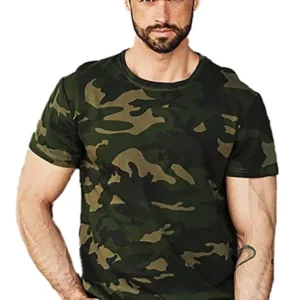 Regular Fit Half Sleeve Camouflage Printed T-Shirt for Men